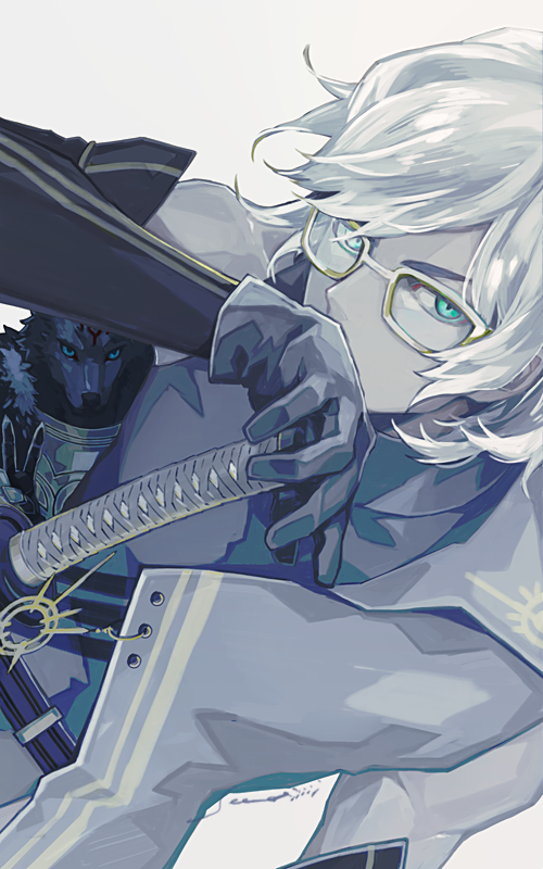 1boy, aqua_eyes, armor, bangs, bare_shoulders, belt, blue_hair, closed_mouth