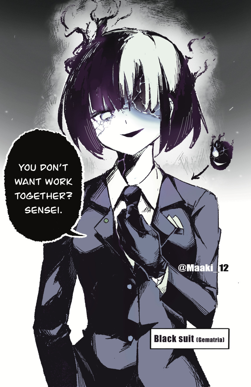 1girl, absurdres, adjusting_clothes, adjusting_necktie, black_footwear, black_gloves, black_jacket, black_necktie