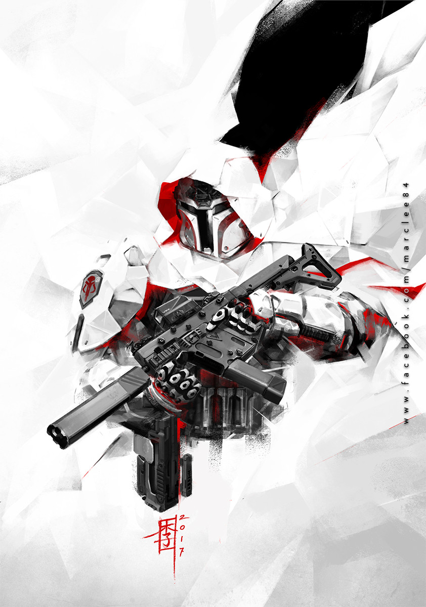 1boy, 2017, adapted_costume, armor, assault_visor, boba_fett, cloak, english_commentary