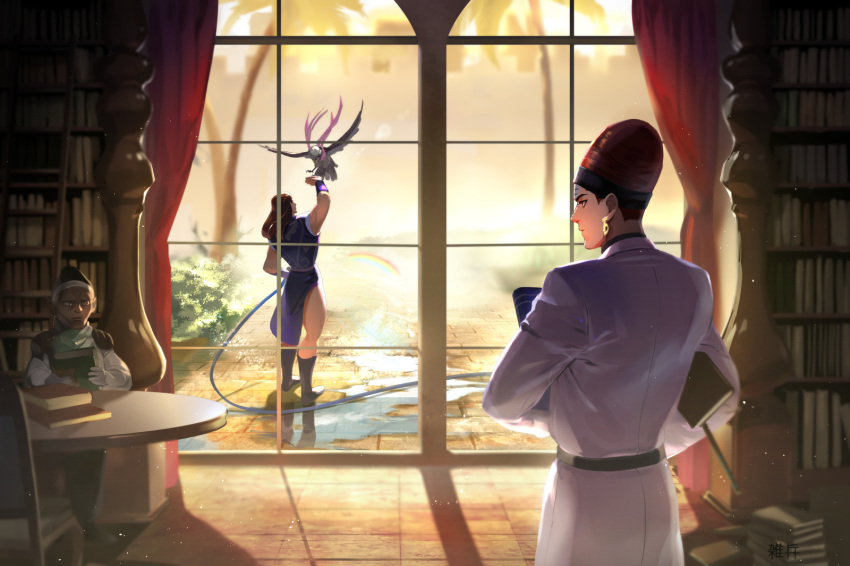 4boys, animal, at4190_(user_vzac7788), bird, black_eyes, black_jacket, book, brown_eyes