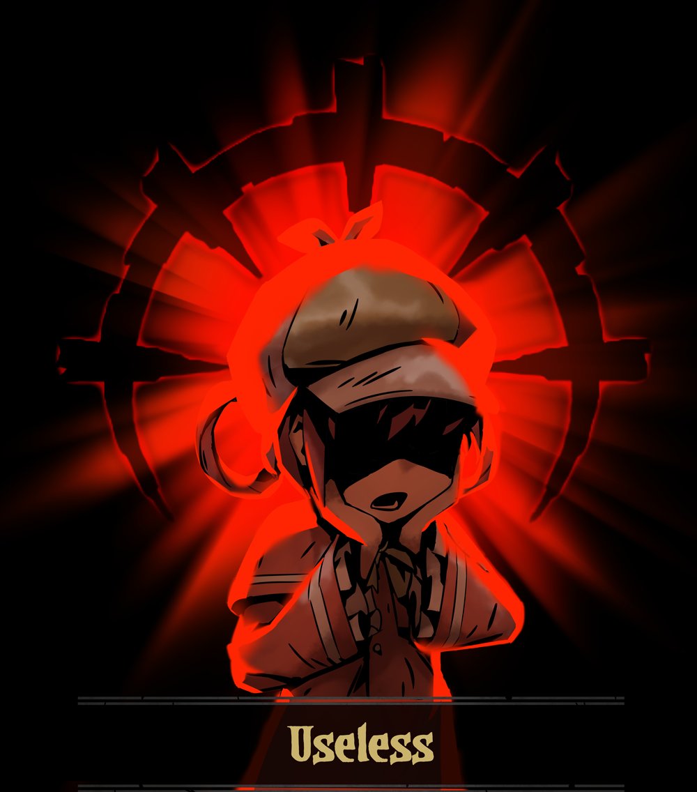 1girl, affliction_(darkest_dungeon), capelet, darkest_dungeon, facing_viewer, hair_rings, hands_on_own_cheeks, hands_on_own_face