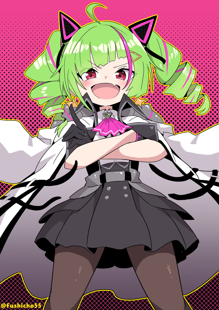 1girl, absurdres, ahoge, bangs, black_dress, black_gloves, coat, coat_on_shoulders