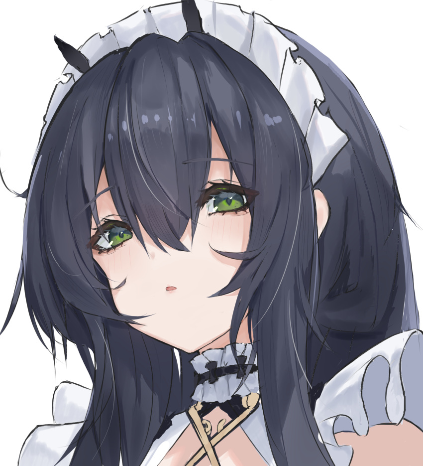 1girl, :o, azur_lane, bangs, black_hair, green_eyes, highres, indomitable_(azur_lane)