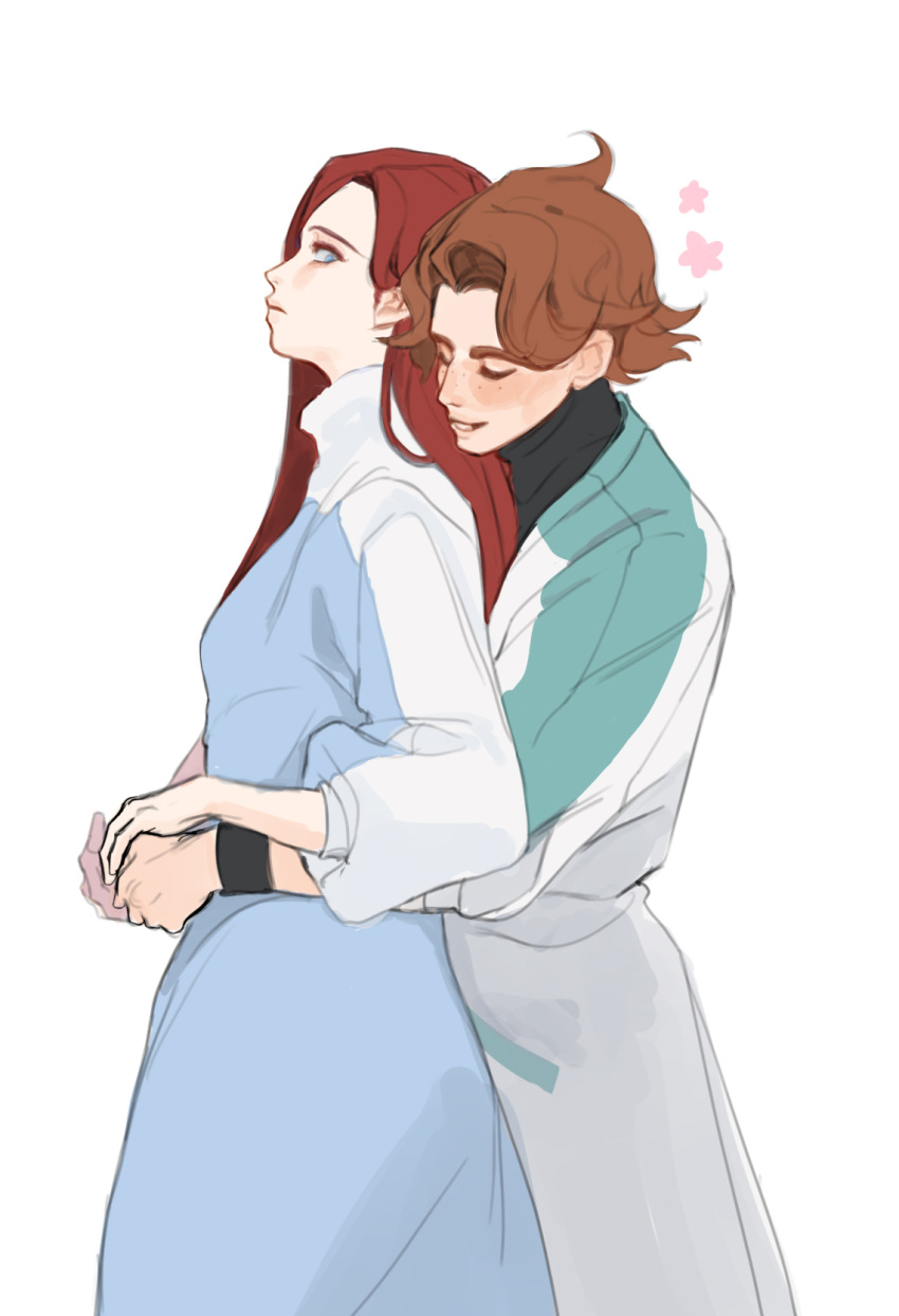 2girls, apex_legends, ashleigh_reid, bangs, black_sweater, blue_dress, blue_eyes, byeo_(oeybp)