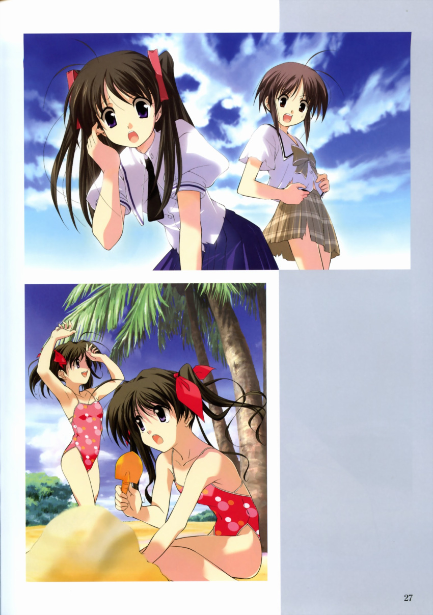 futakoi, hinagiku_rara, hinagiku_ruru, ichijou_kaoruko, ichijou_sumireko, sasaki_mutsumi, seifuku, swimsuit