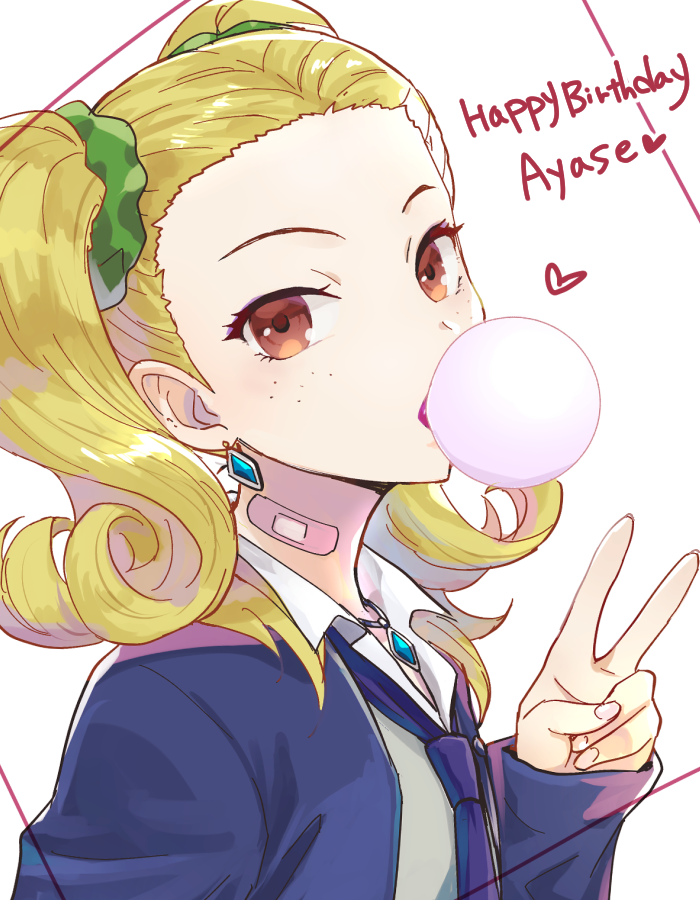 1girl, ayase_yuka, blonde_hair, brown_eyes, earrings, fujishiro_kei, jewelry, long_hair