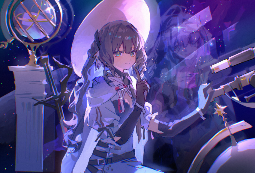 1girl, absurdres, arknights, astesia_(arknights), astesia_(starseeker)_(arknights), astgenne_(arknights), astrolabe, black_gloves