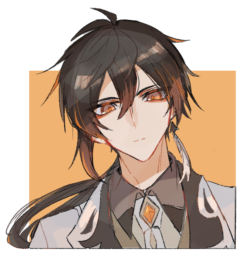 1boy, bangs, black_hair, brown_hair, c3t_gg, closed_mouth, coat, earrings