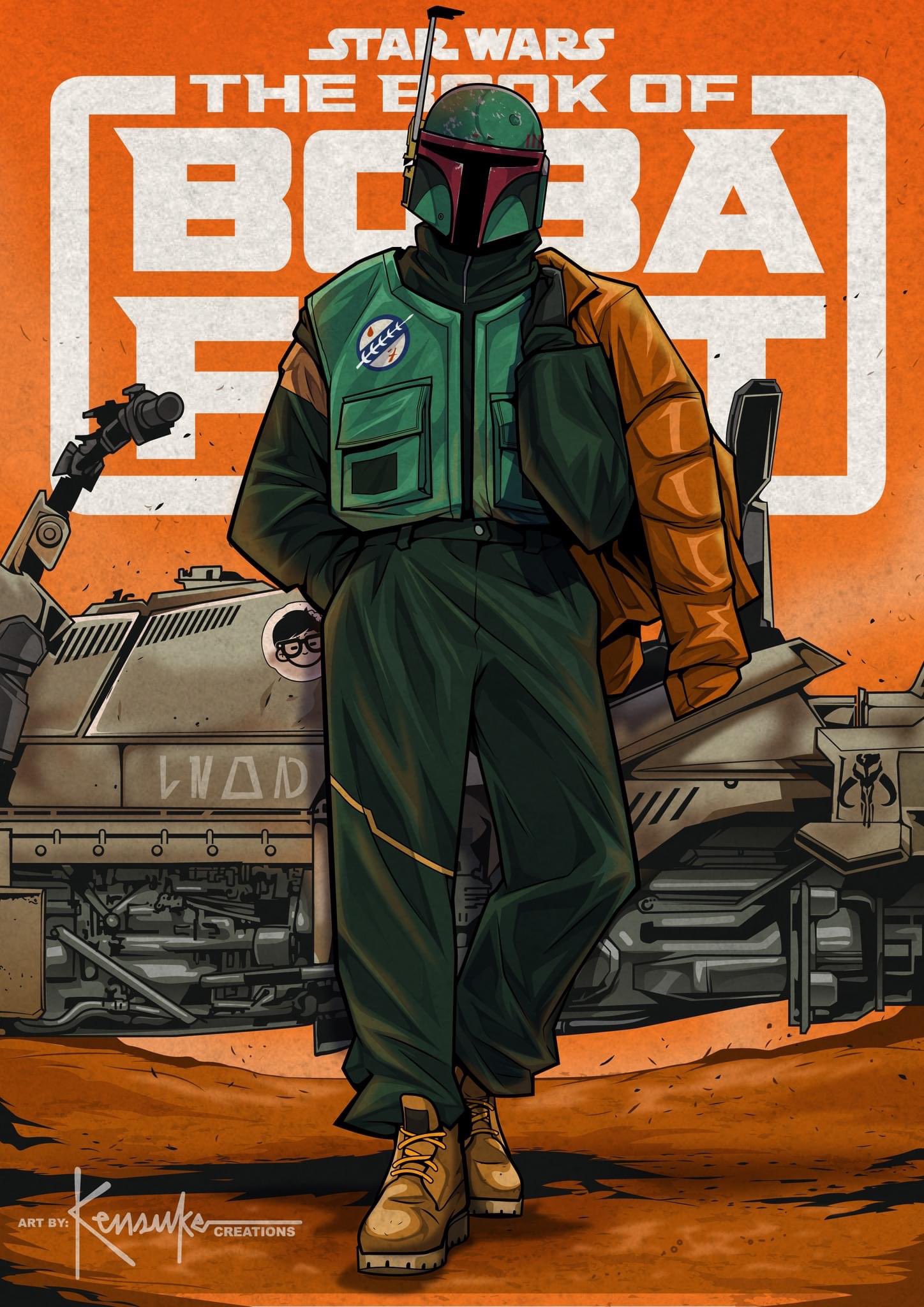 1boy, alternate_costume, artist_name, assault_visor, boba_fett, boots, brown_footwear, copyright_name