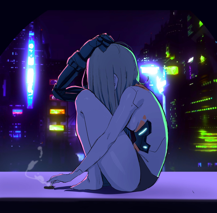 1girl, black_bra, black_jacket, bra, breasts, colored_skin, cyberpunk_(series), cyberpunk_edgerunners