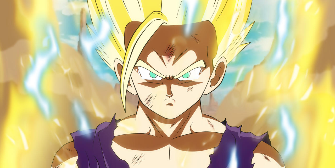 1boy, aura, dragon_ball, dragon_ball_z, lightning, male_focus, saiyan, shintani_naohiro_(style)