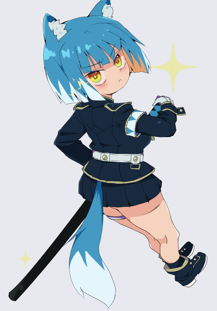 1girl, :<, absurdres, animal_ear_fluff, animal_ears, armband, asagi_(bombergirl), bangs