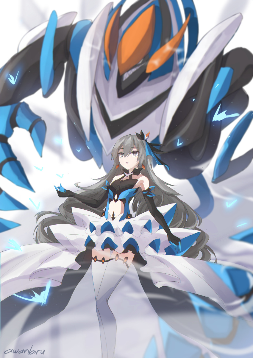 1girl, absurdres, aoi_kumo_(diberzs), artist_name, bangs, bare_shoulders, black_gloves, bronya_zaychik