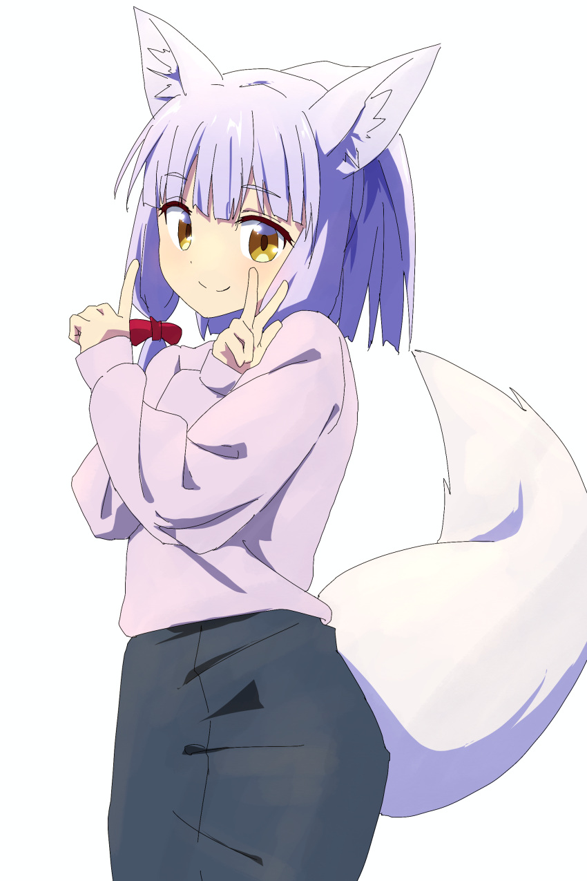 1girl, absurdres, animal_ears, bangs, black_skirt, blue_hair, bow, cowboy_shot