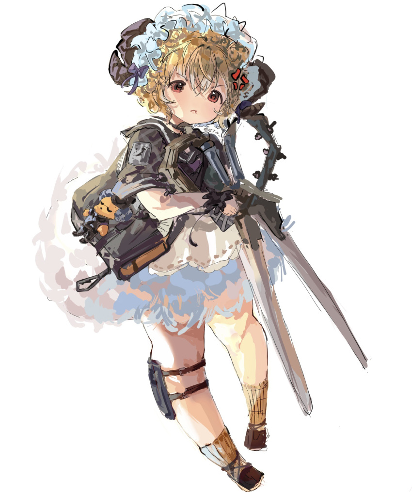 1girl, 1t674, :t, anger_vein, arknights, bangs, bena_(arknights), black_footwear