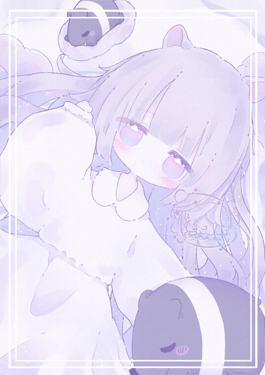 1girl, absurdres, amamona_p, animal_ears, bangs, blunt_bangs, blush, blush_stickers