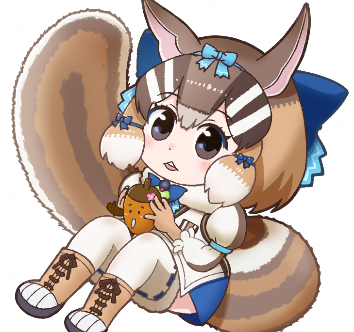 1girl, animal_costume, animal_ear_fluff, animal_ears, boots, bow, bowtie, brown_eyes