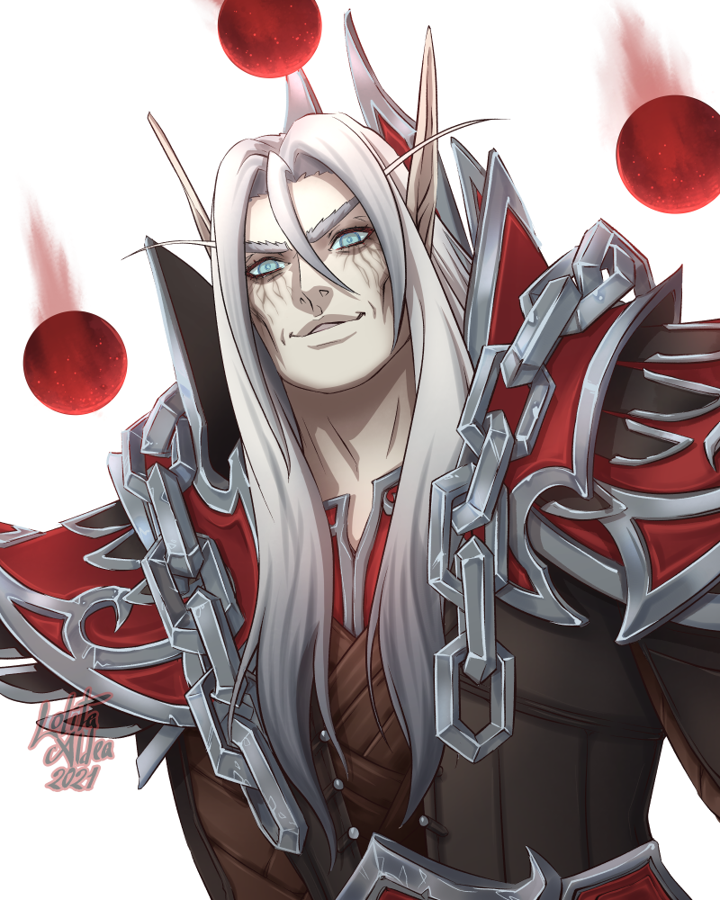 armor, blood_elf_(warcraft), blue_eyes, chain, elf, glowing, glowing_eyes, kael'thas_sunstrider