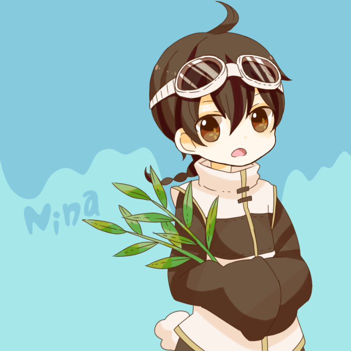 1boy, ahoge, bamboo, bangs, braid, braided_ponytail, brown_eyes, brown_hair