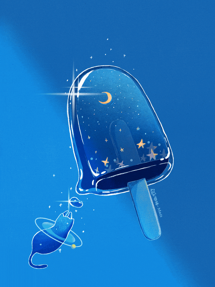 animated, animated_gif, artist_name, blue_theme, cat, maoi, moon, no_humans