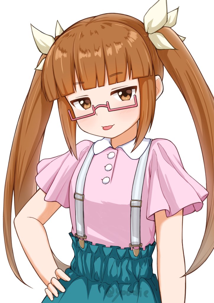 1girl, bangs, blue_skirt, blunt_bangs, brown_eyes, brown_hair, buttons, collar
