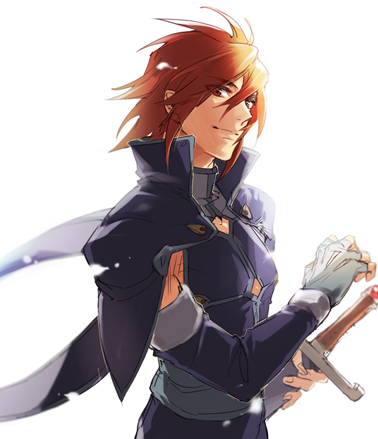 1boy, fingerless_gloves, fingernails, fujiazuki, gloves, hair_between_eyes, holding, holding_sword