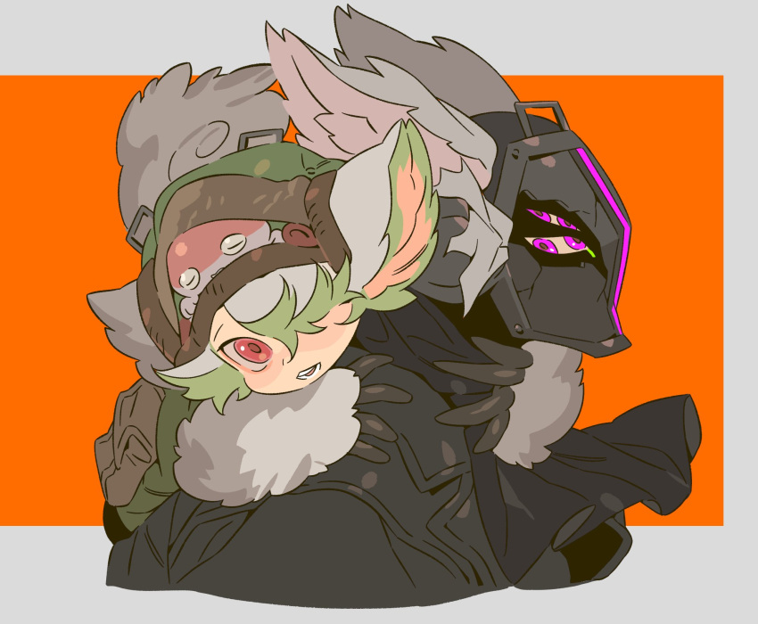 1boy, 1girl, alternate_form, animal_ears, ascot, black_ascot, black_coat, body_fur
