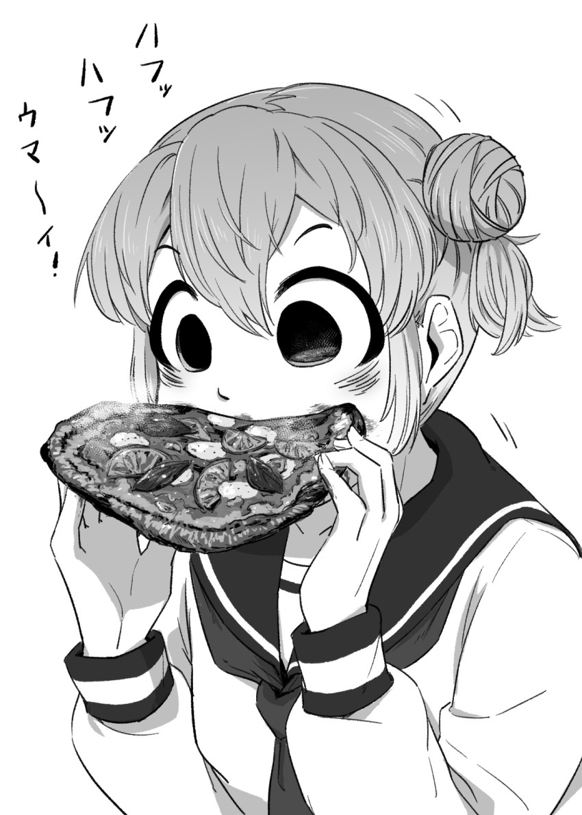 1girl, 4shi, bags_under_eyes, commentary_request, dango-chan_(4shi), eating, food, food_on_face