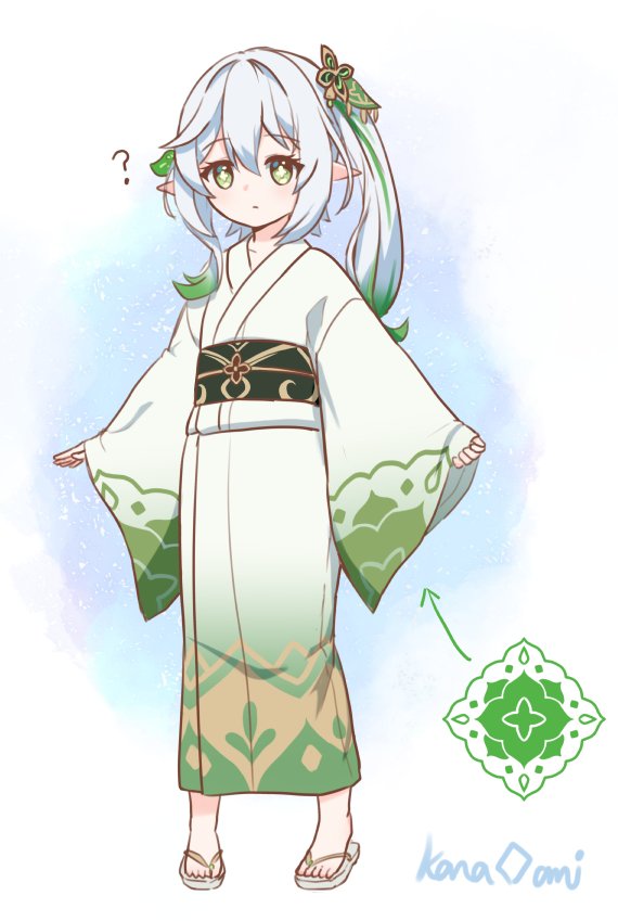 1girl, ?, bangs, cross-shaped_pupils, female_child, flat_chest, genshin_impact, gradient_hair