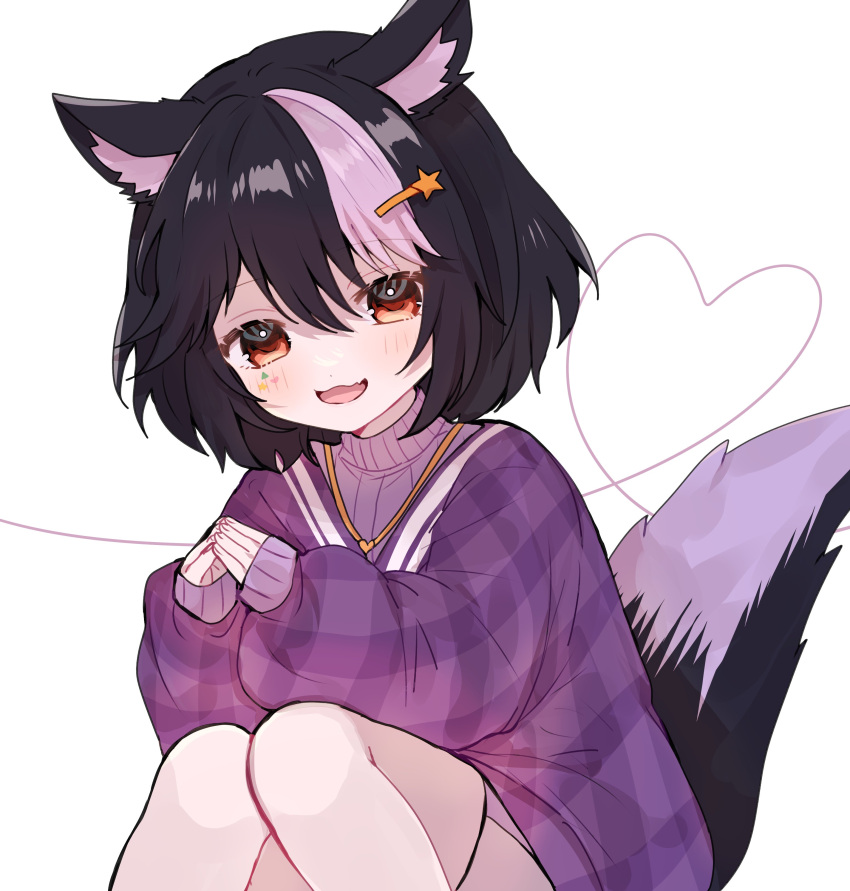 1girl, :d, absurdres, animal_ears, bangs, black_hair, black_tail, blush