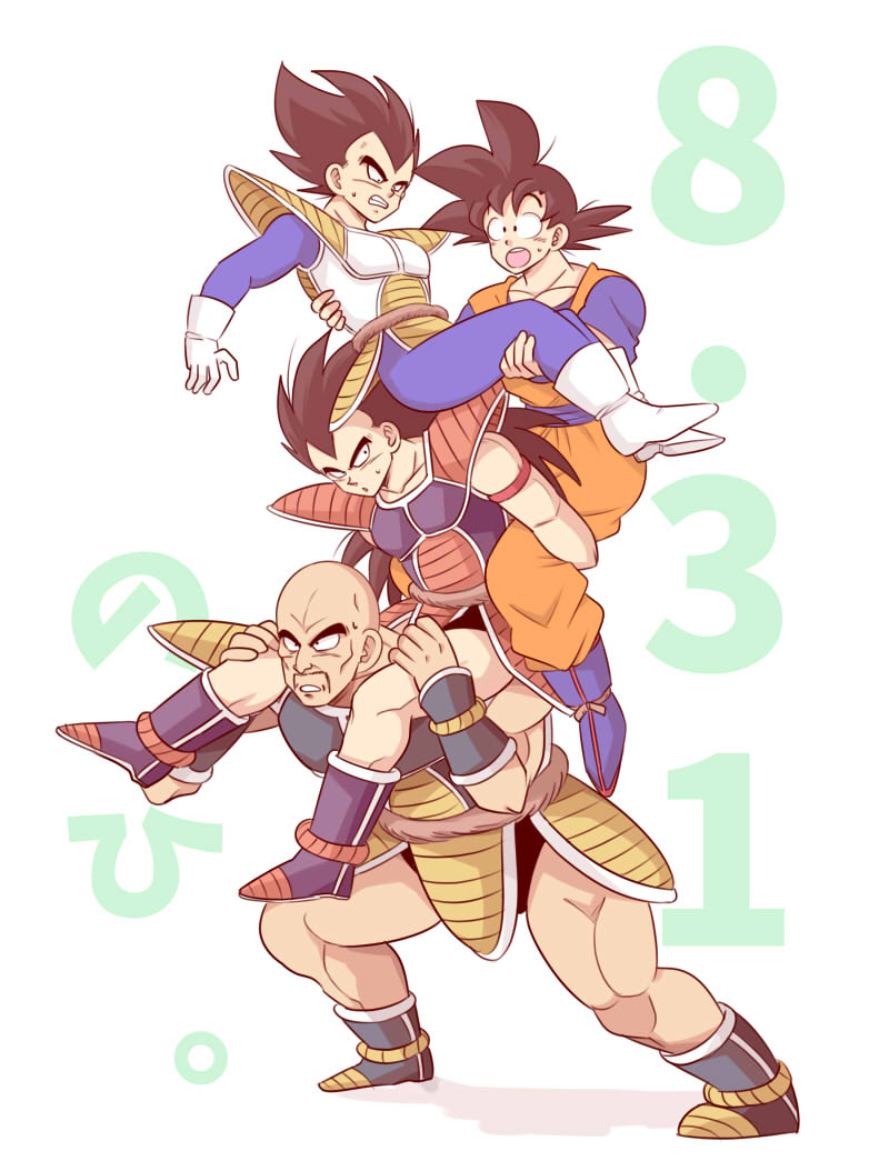 4boys, armor, bald, black_eyes, black_hair, brothers, carrying, clenched_teeth