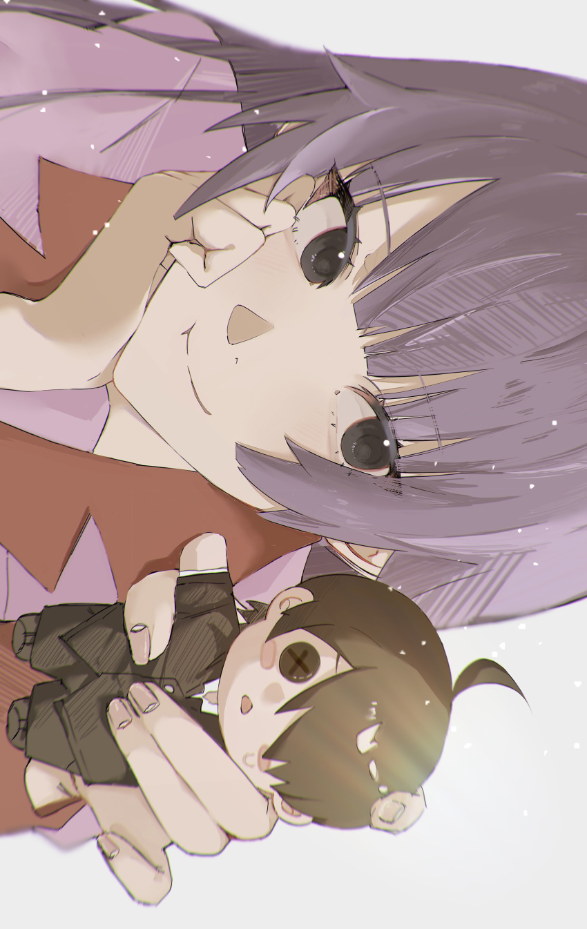 1girl, absurdres, ahoge, araragi_koyomi, arm_support, bakemonogatari, bangs, blunt_bangs