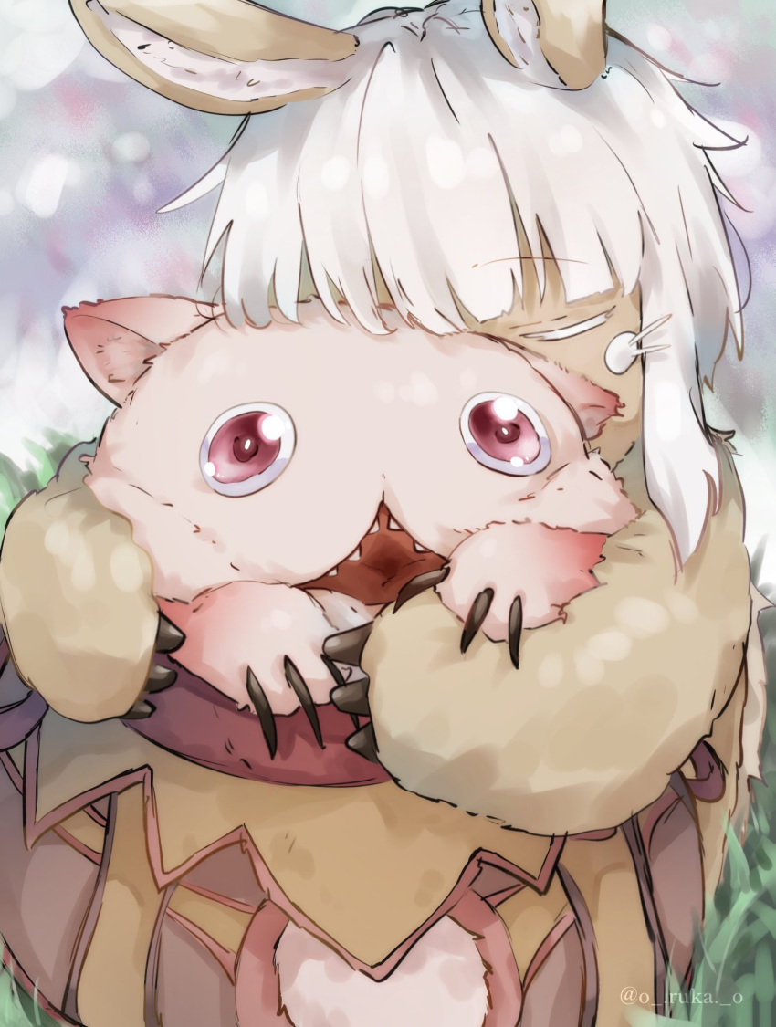 1other, androgynous, animal_ears, bangs, blunt_bangs, bob_cut, body_fur, brown_fur