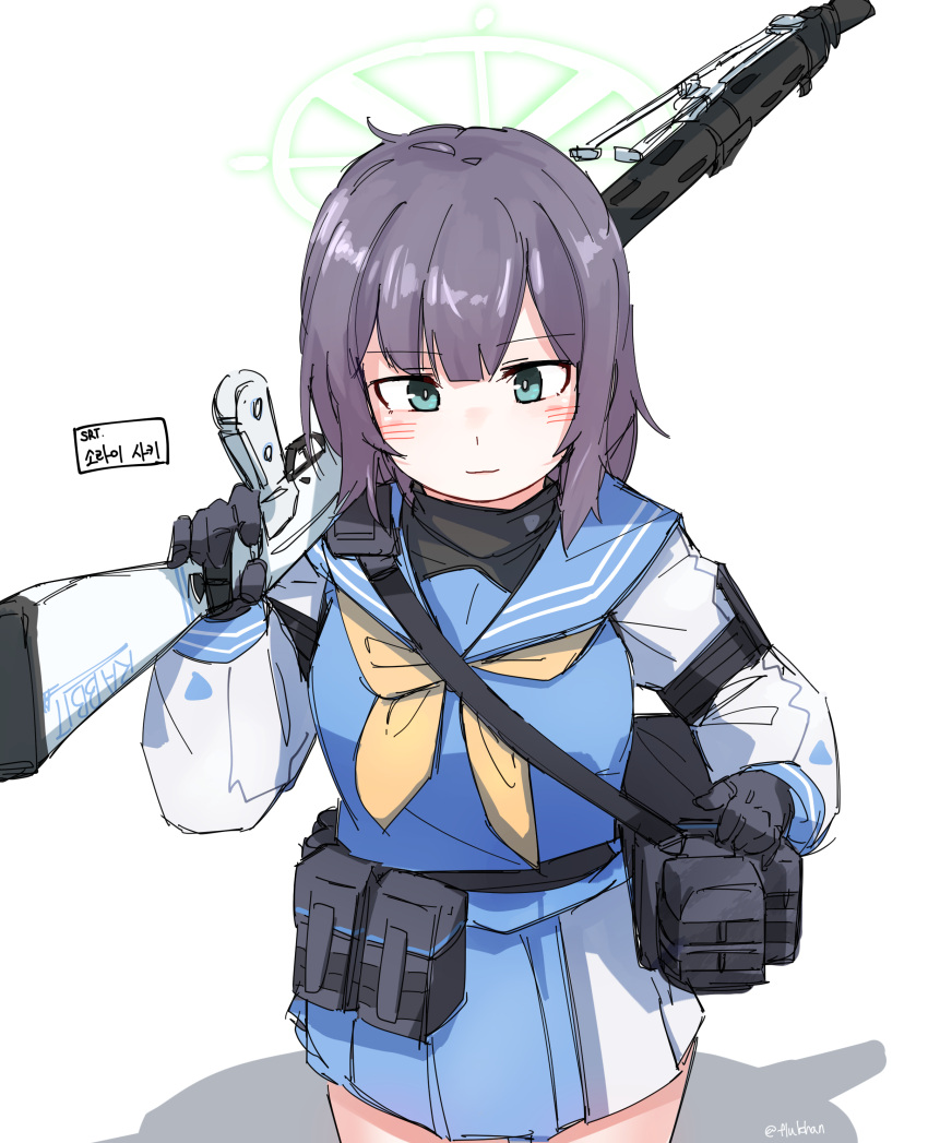 1girl, absurdres, bangs, black_gloves, black_hair, blue_archive, blue_eyes, blue_sailor_collar