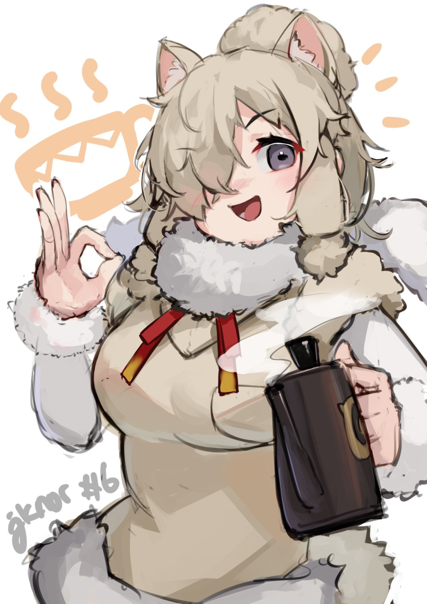 1girl, alpaca_ears, alpaca_girl, alpaca_suri_(kemono_friends), alpaca_tail, animal_ears, blue_eyes, blush