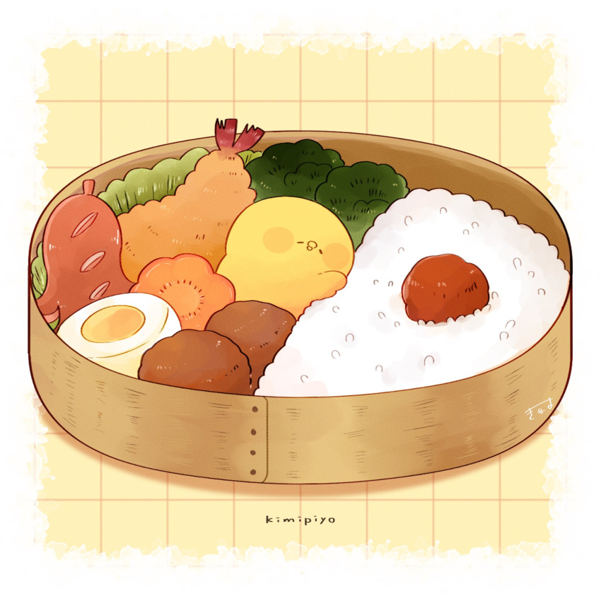 1other, artist_name, bento, bird, border, broccoli, carrot_slice, character_name
