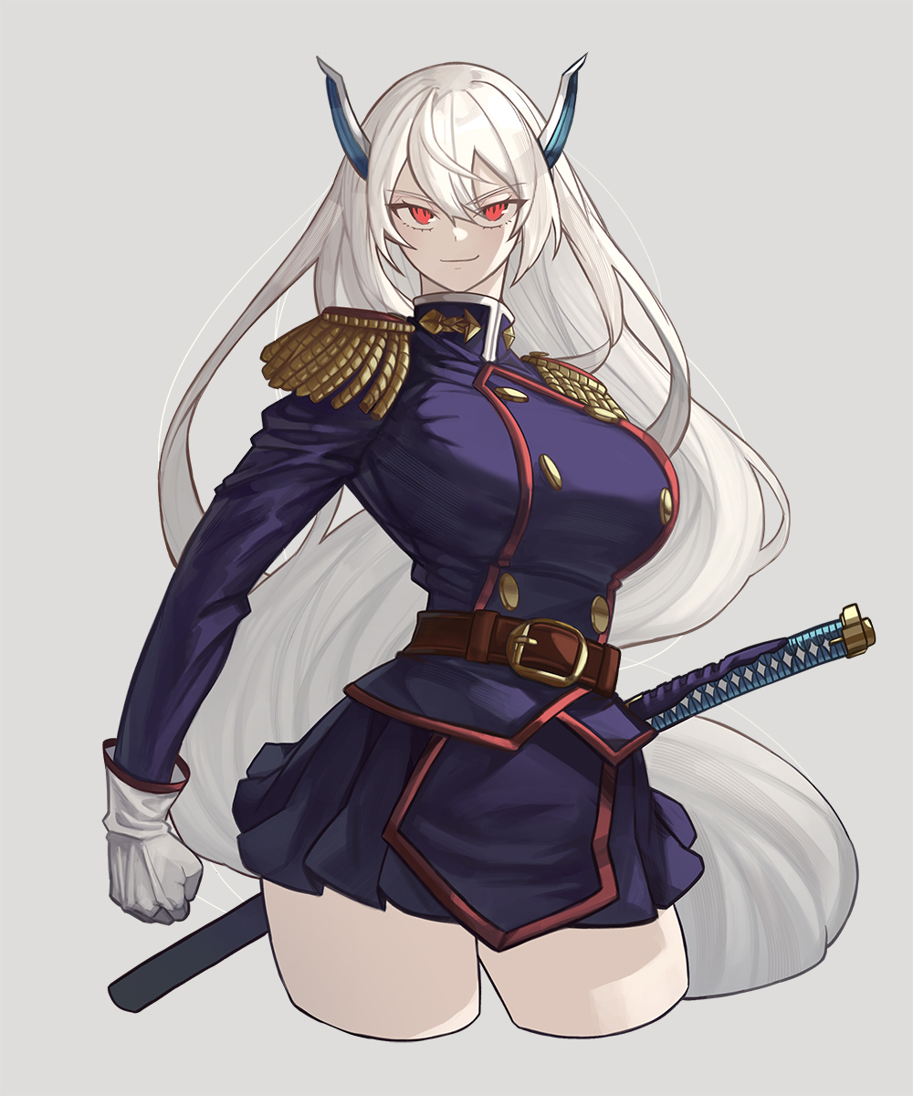 1girl, bangs, breasts, curvy, fkskii65, gloves, hair_between_eyes, hair_ornament