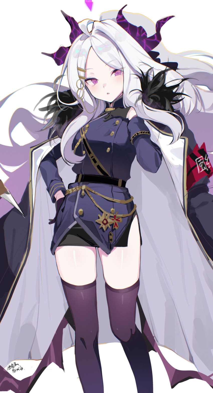 1girl, absurdres, belt, black_gloves, blue_archive, breasts, buttons, coat