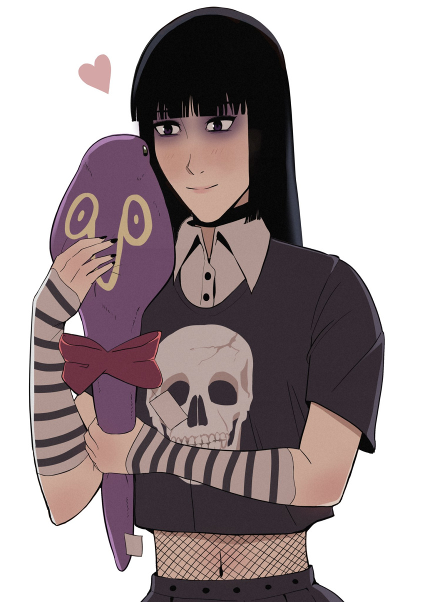 1girl, bangs, black_choker, black_hair, black_nails, blunt_bangs, blythe_(francisco_mon), bow