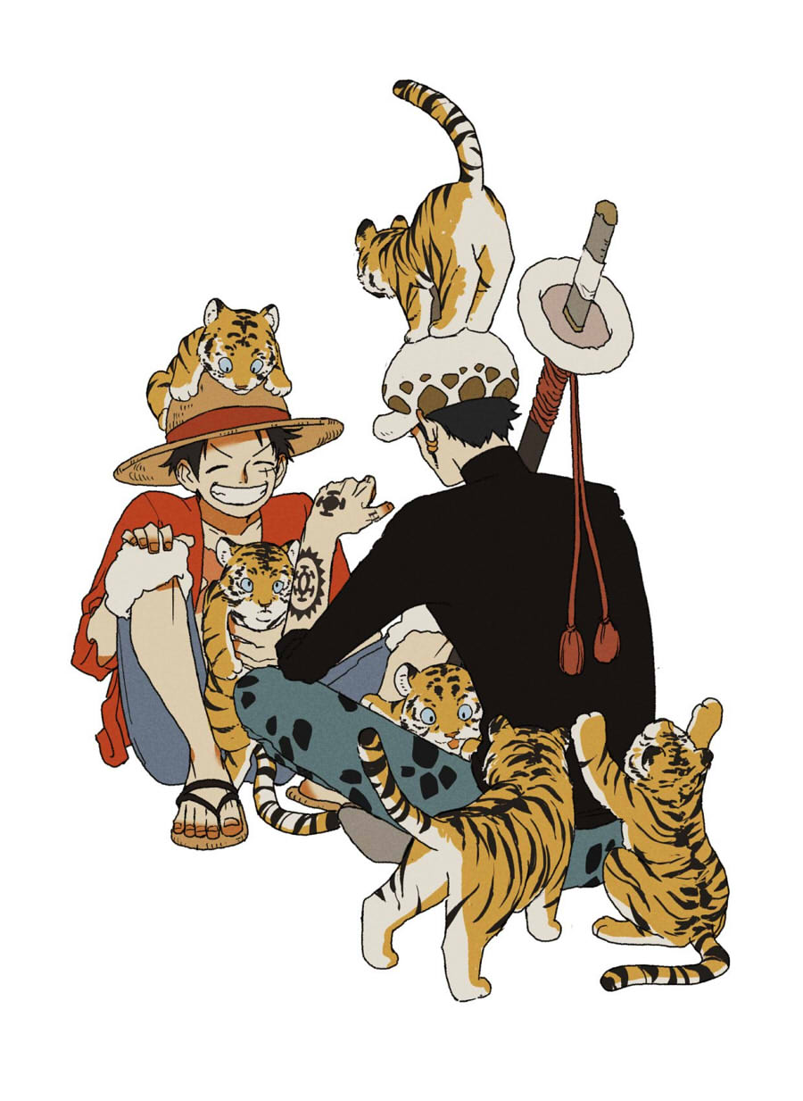 2boys, ^_^, animal, animal_on_head, black_hair, black_shirt, chizuko_(chiduk0), closed_eyes