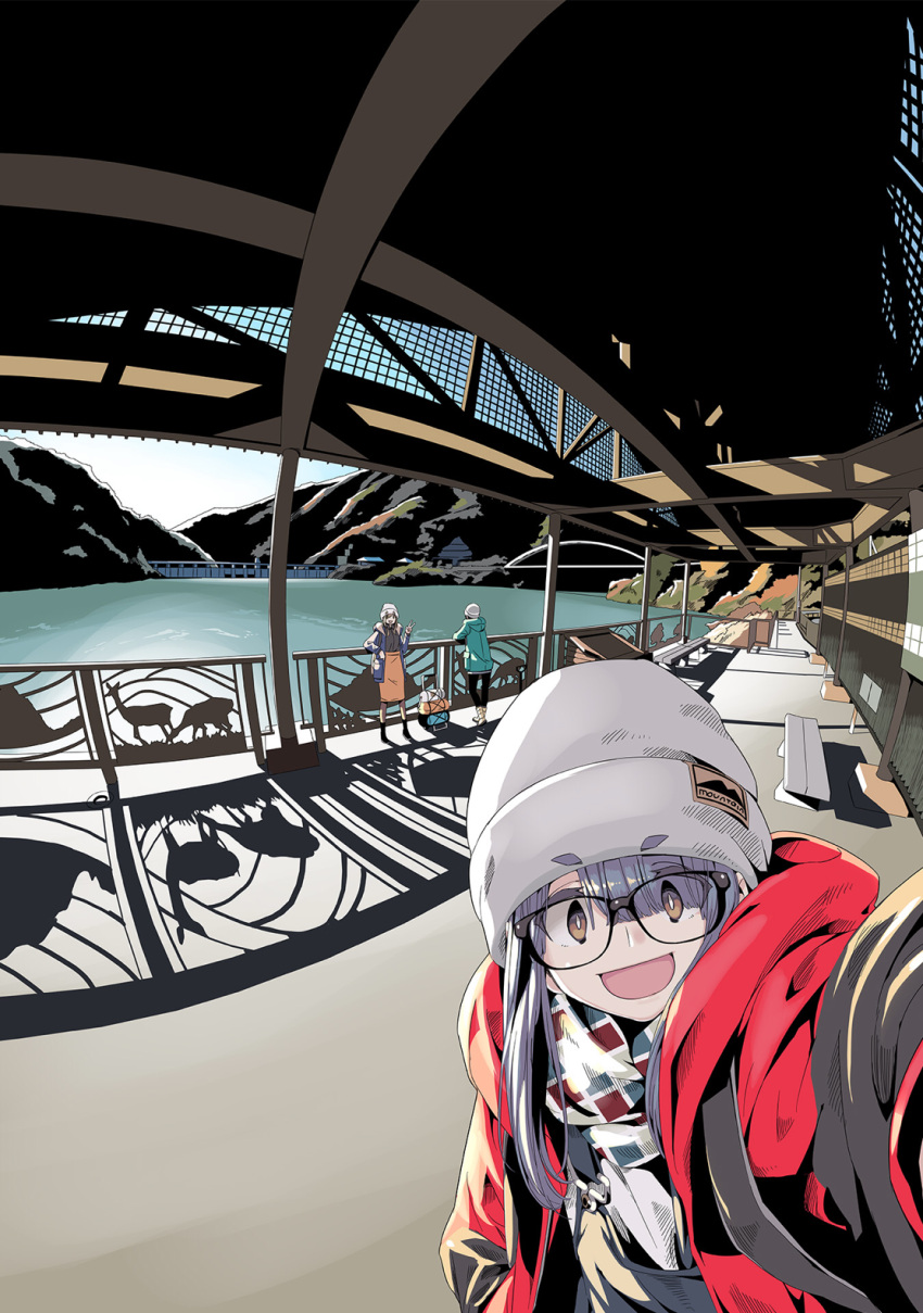 1girl, afro_(kngotezo), afro_(kngotezo)_(style), highres, oogaki_chiaki, selfie, yurucamp