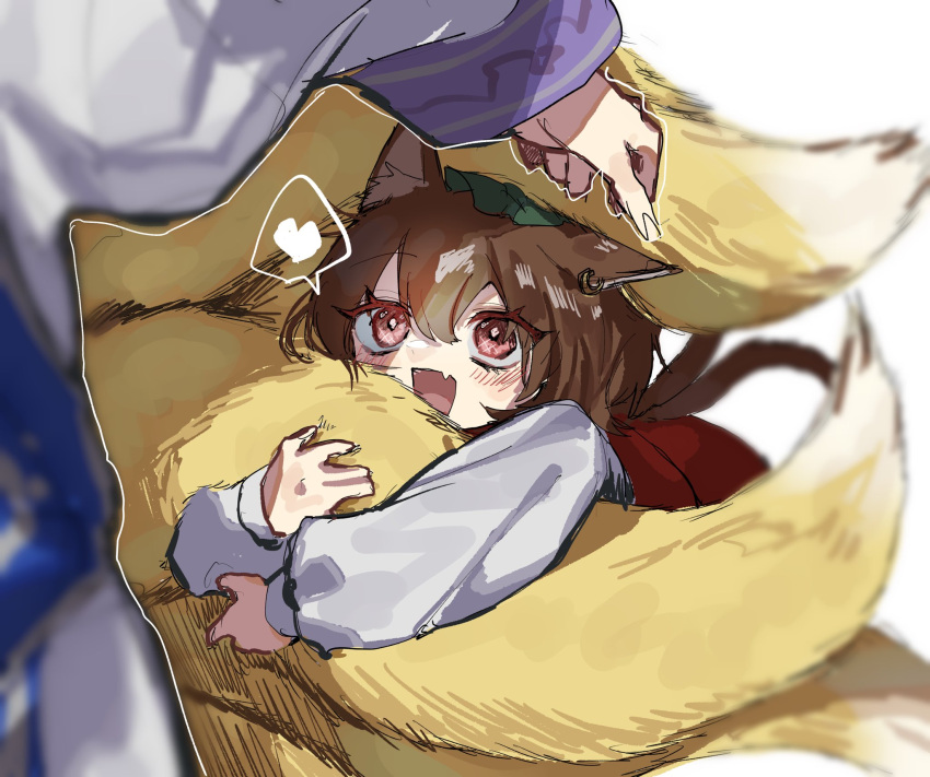 2girls, :d, animal_ears, bangs, blue_tabard, brown_hair, cat_ears, cat_girl
