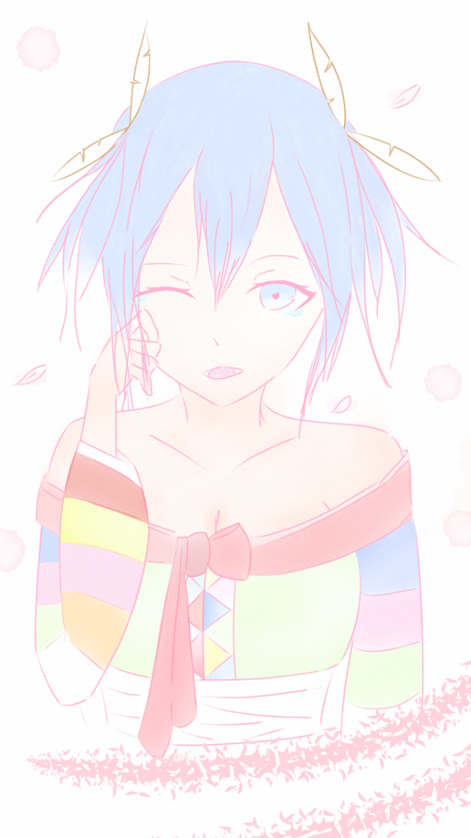 blue_eyes, blue_hair, chii_(my_love_tiger), crying, crying_with_eyes_open, flower, hairband, hanbok, highres, korean_clothes, my_love_tiger, non-web_source, tears
