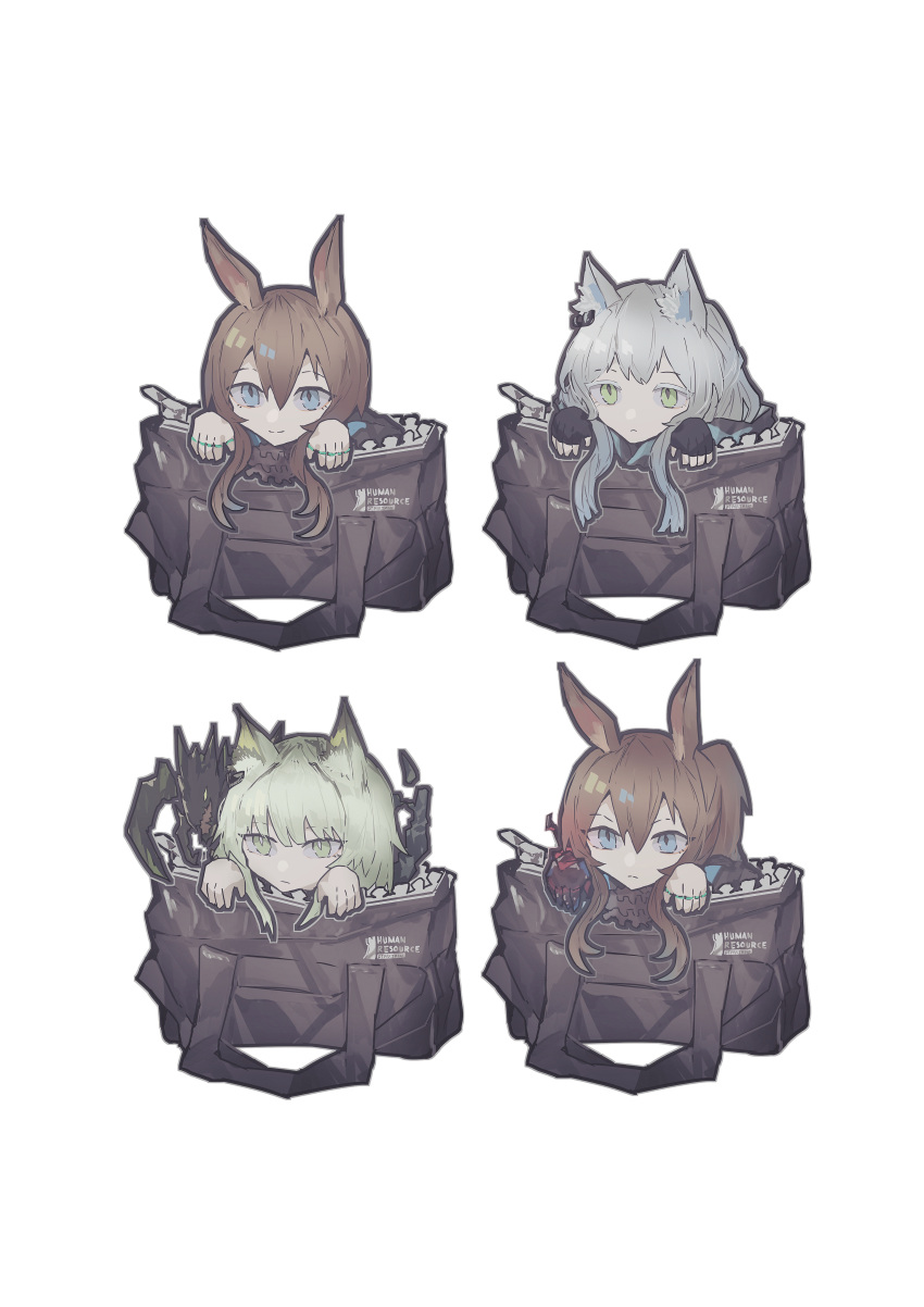 absurdres, amiya_(arknights), amiya_(guard)_(arknights), animal_ear_fluff, animal_ears, arknights, bag, bangs