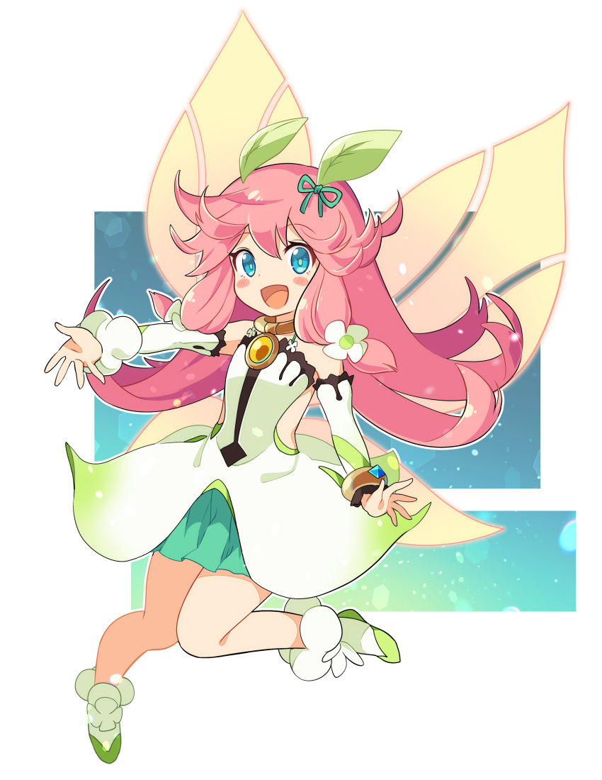 1girl, :d, absurdres, bangs, blue_eyes, blush_stickers, bracelet, collar