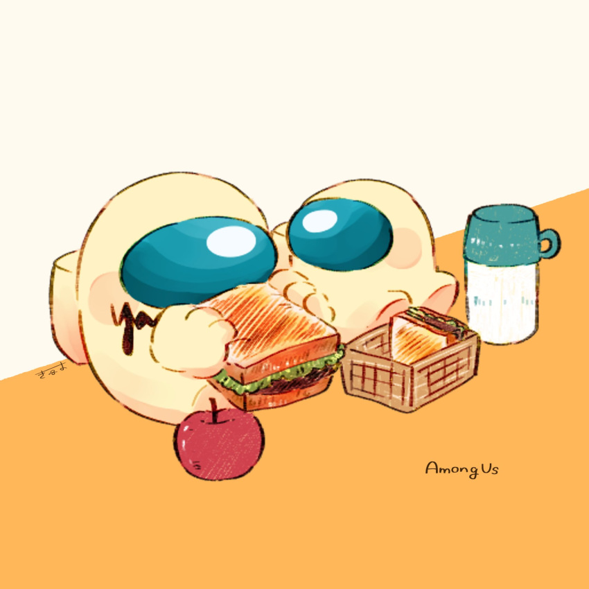 2others, among_us, apple, artist_name, banana_(among_us), bottle, bread, bread_slice