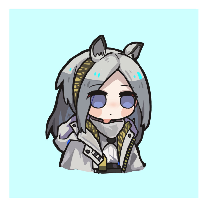 1girl, animal_ear_fluff, animal_ears, arknights, bangs, blue_background, blue_eyes, blush_stickers