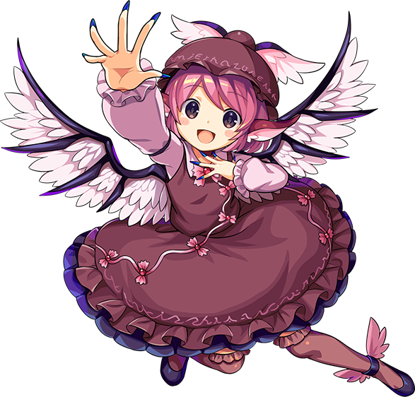 1girl, animal_ears, bird_ears, bird_wings, black_footwear, blue_nails, blush, brown_dress