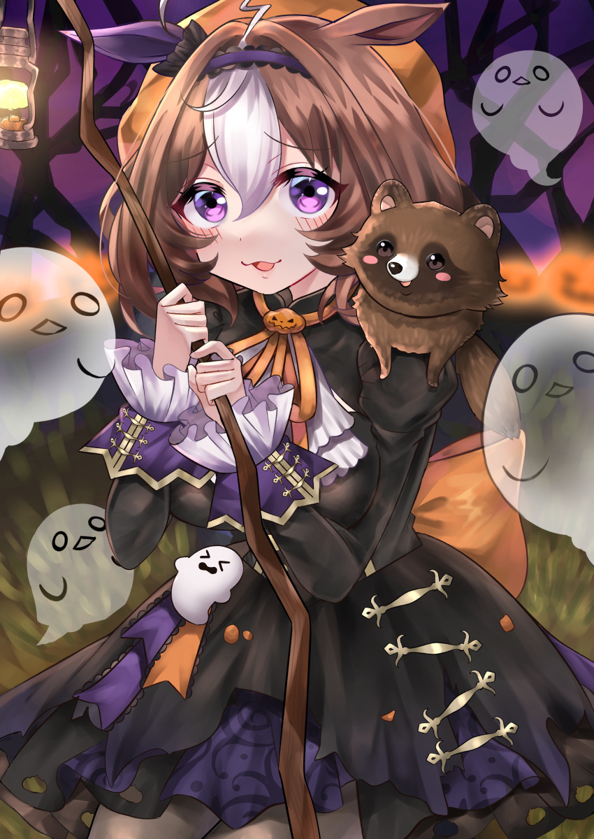 1girl, :3, absurdres, ahoge, animal_ears, animal_on_shoulder, back_bow, bangs