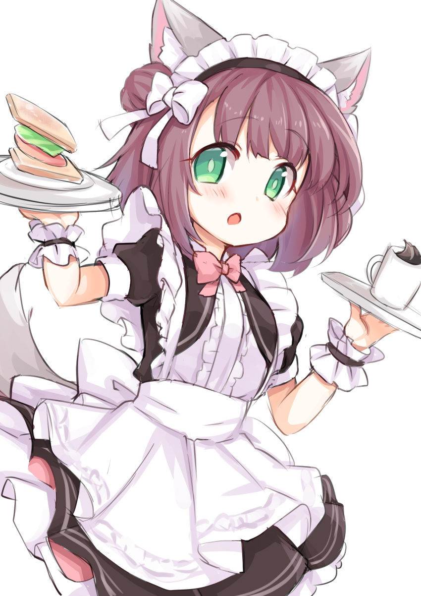 1girl, absurdres, animal_ears, apron, azur_lane, brown_eyes, coffee, coffee_mug